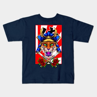 Samurai Fox | Bluegold Kabuto Kids T-Shirt